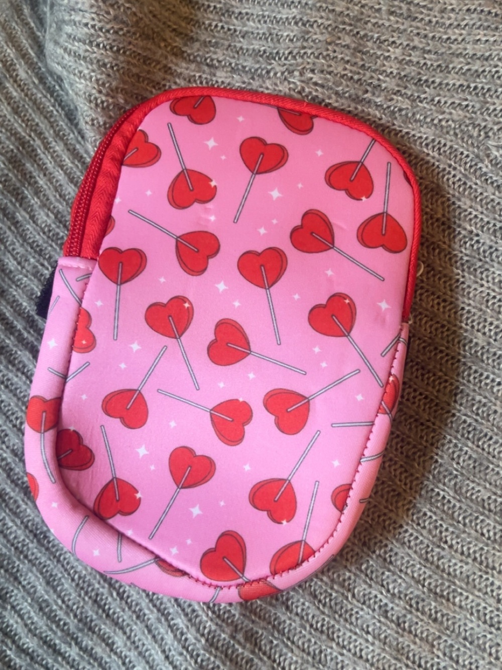NEW Pink Heart Lollipop Zip Pouch for tumblers